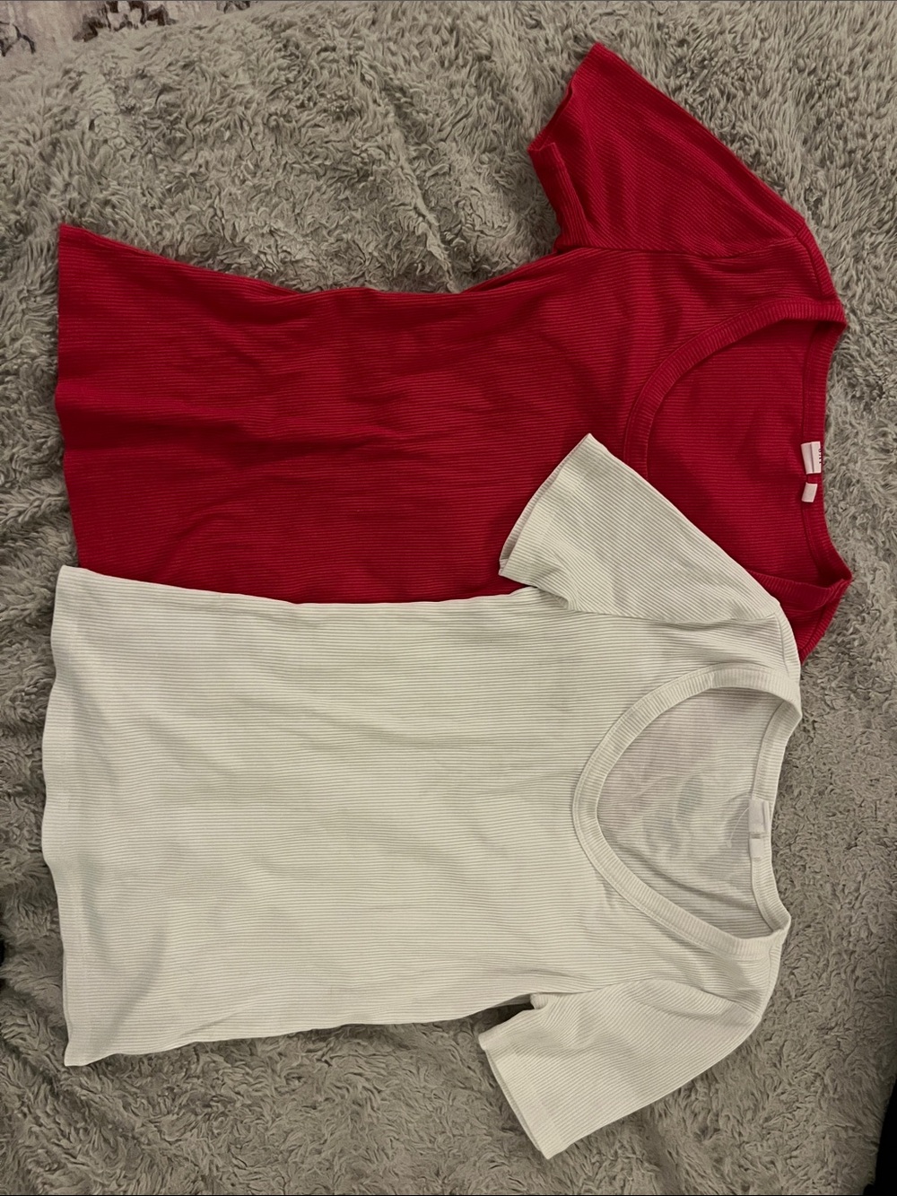 GAP Girls Ribbed Short Sleeve Tees - Red & White